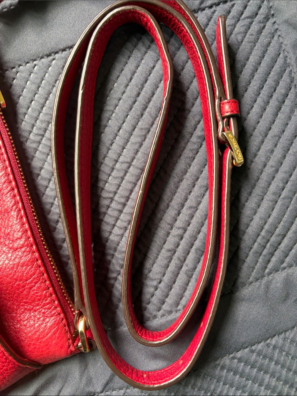 Michael Kors Red Leather Tassel Drawstring Crossbody - Picture 8 of 15